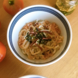 アンチョビと青じその爽やかぶっかけうどん♪